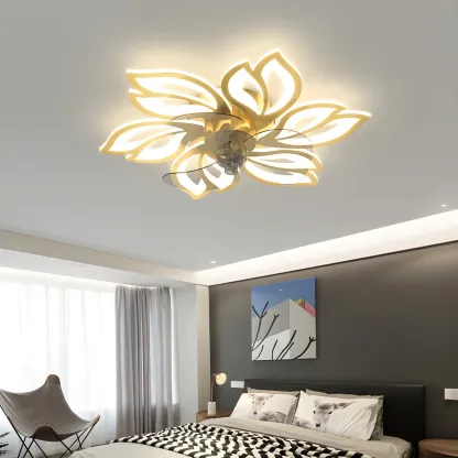 Modern LED Ceiling Fan Light with Acrylic Shade Image - 21