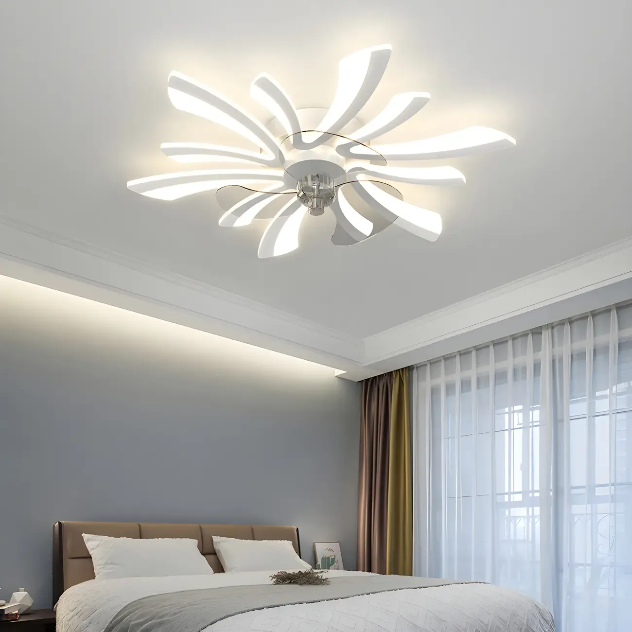 Modern LED Ceiling Fan Light with Acrylic Shade Image - 24
