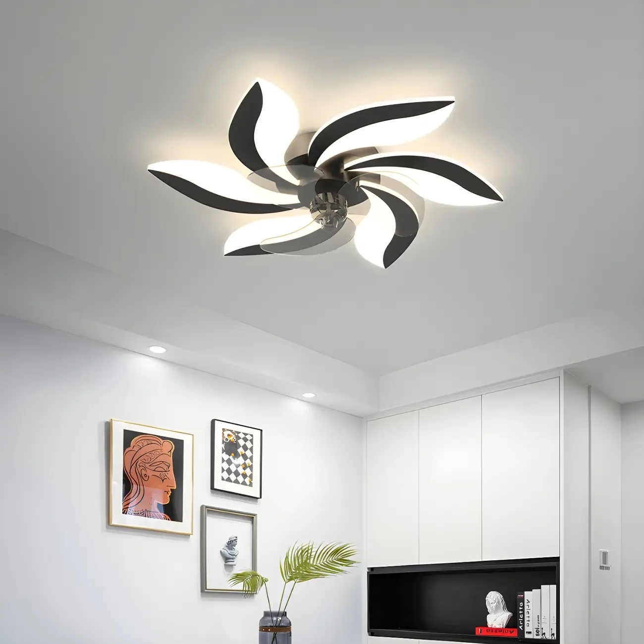 Modern LED Ceiling Fan Light with Acrylic Shade Image - 27