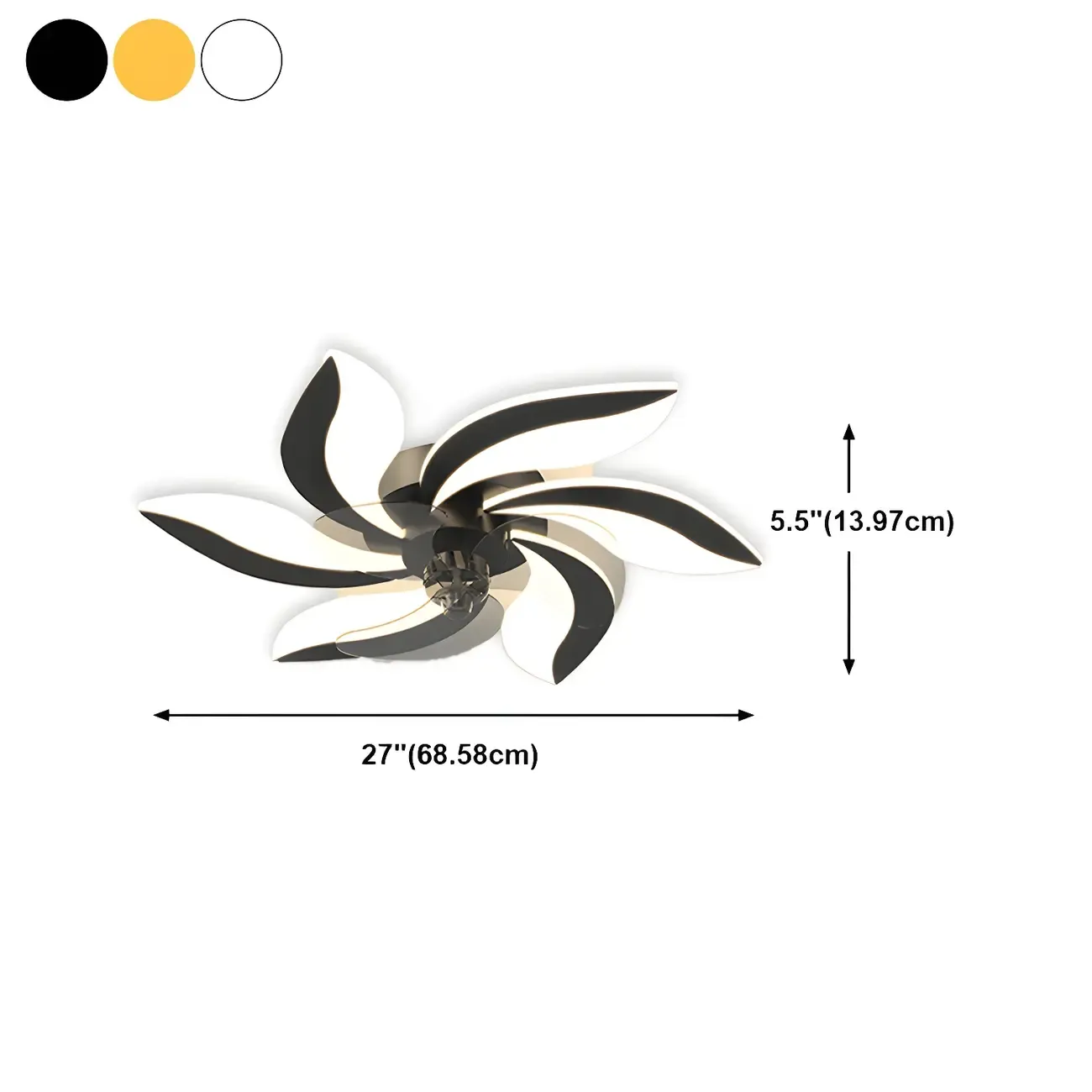 Modern LED Ceiling Fan Light with Acrylic Shade #size