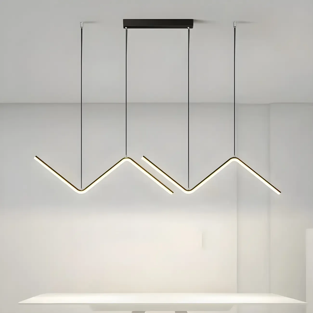 Simple Modern Metal Linear LED Pendant Light Image - 4