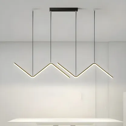 Simple Modern Metal Linear LED Pendant Light Image - 4