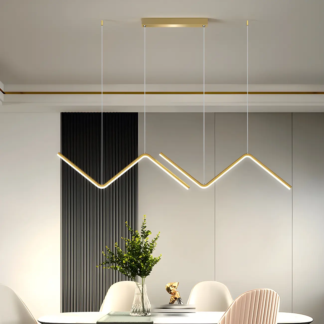 Simple Modern Metal Linear LED Pendant Light Image - 2 | homeyfad