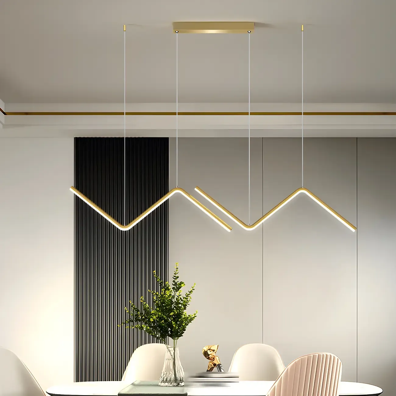 Simple Modern Metal Linear LED Pendant Light Image - 2