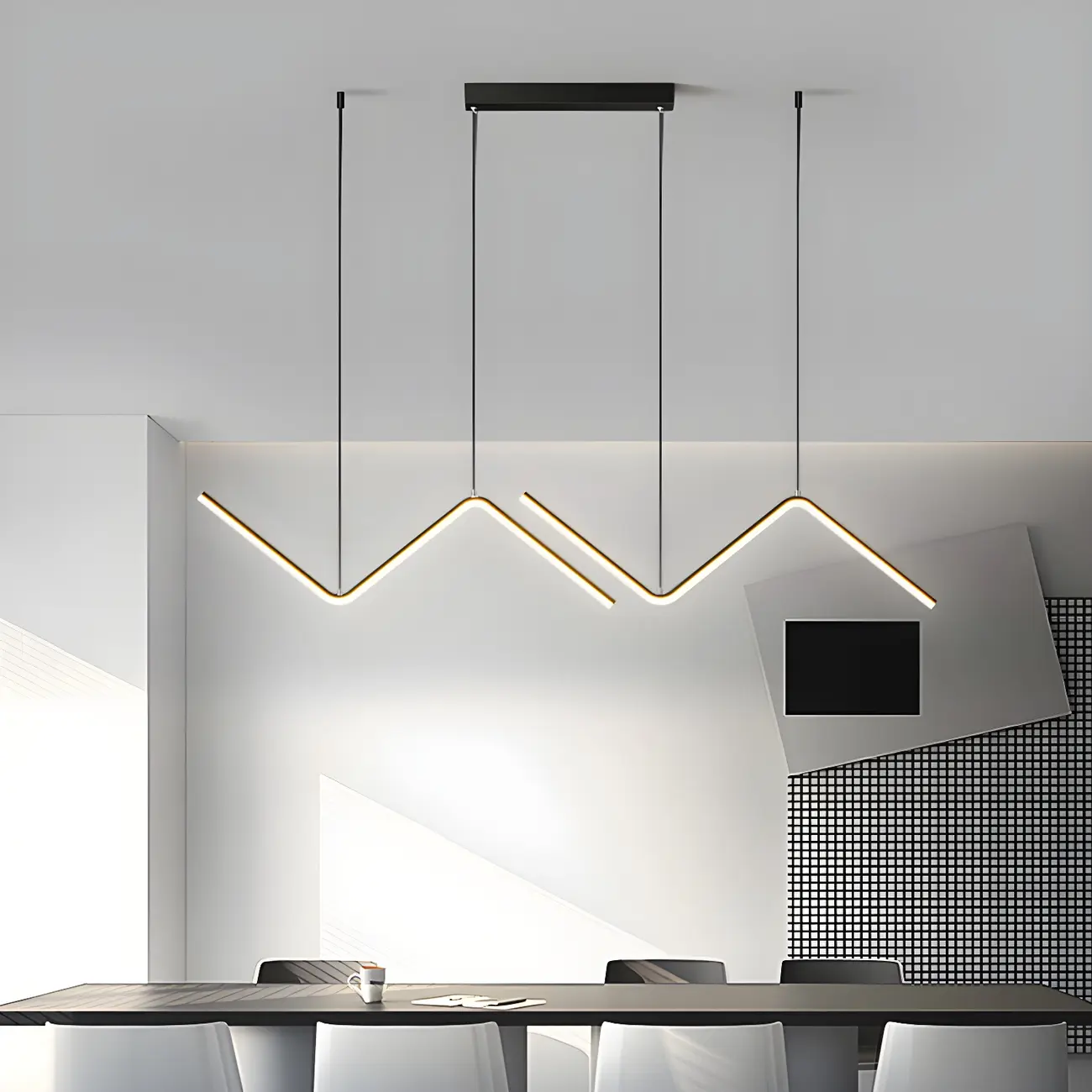 Simple Modern Metal Linear LED Pendant Light Image - 1 | homeyfad