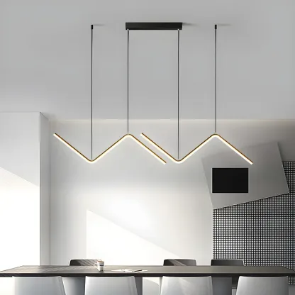 Simple Modern Metal Linear LED Pendant Light Image - 1
