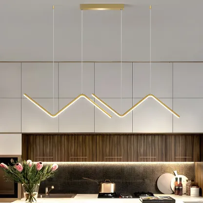 Simple Modern Metal Linear LED Pendant Light Image - 14