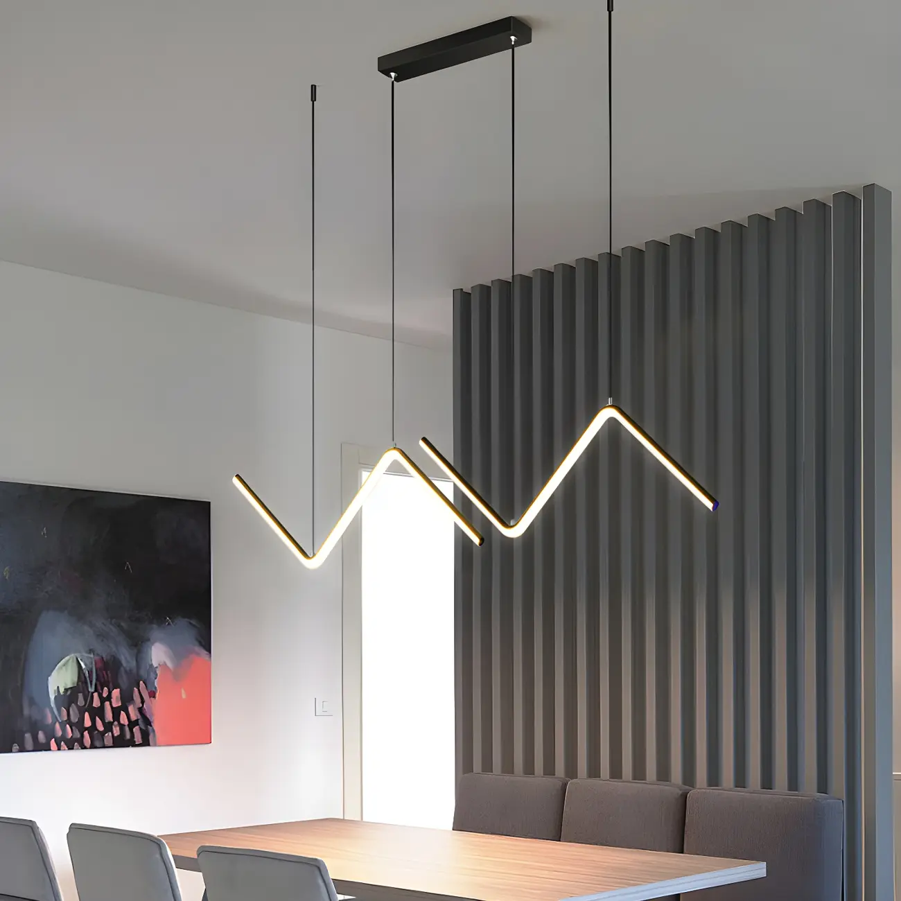 Simple Modern Metal Linear LED Pendant Light Image - 15 | homeyfad