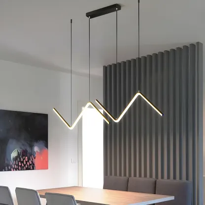 Simple Modern Metal Linear LED Pendant Light Image - 15