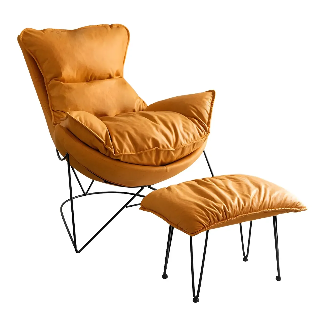 Modern Fabric Accent Chair with Pillow Back Image - 6