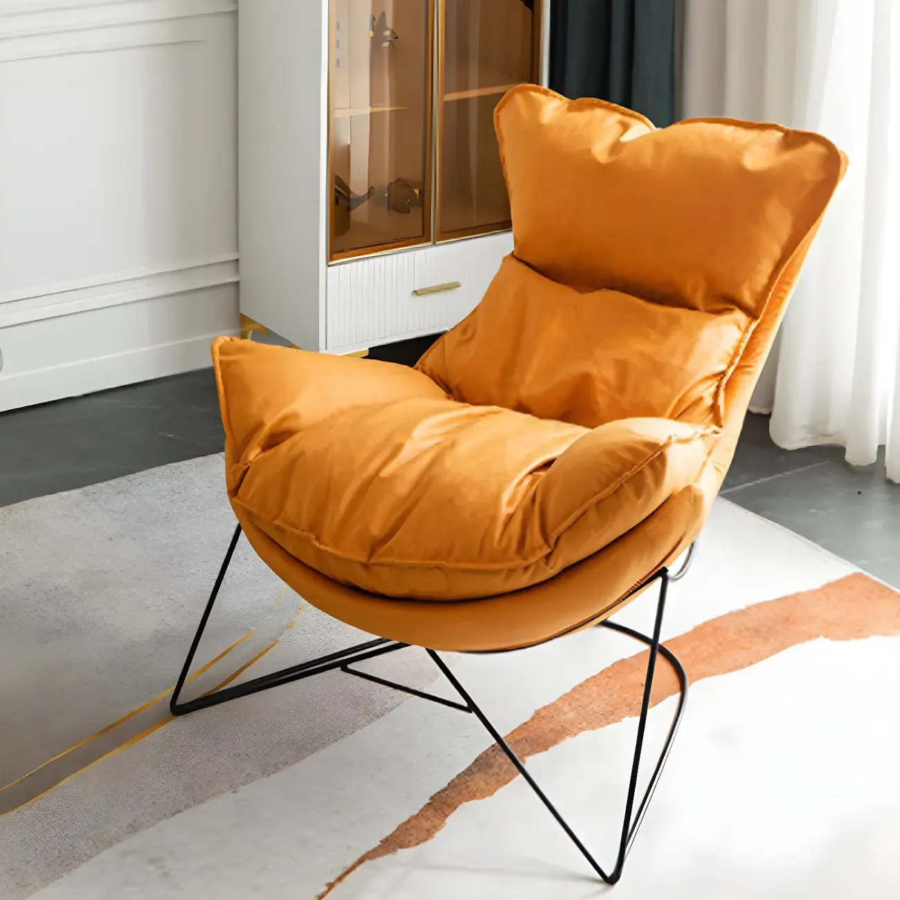 Modern Fabric Accent Chair with Pillow Back Image - 4