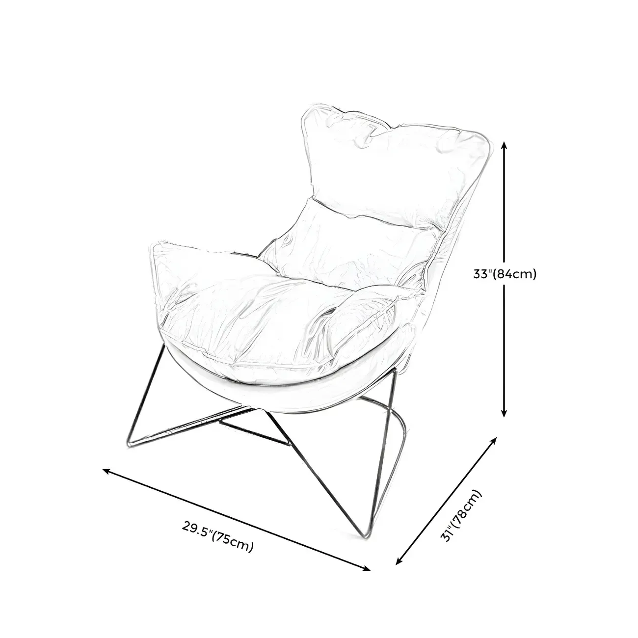 Modern Fabric Accent Chair with Pillow Back #size