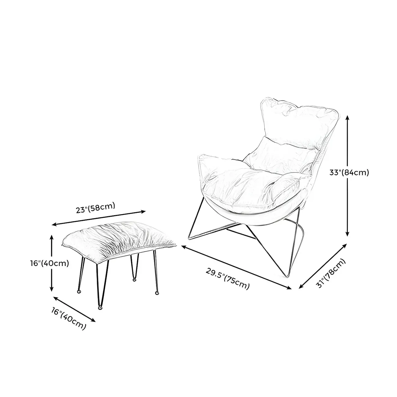 Modern Fabric Accent Chair with Pillow Back Image - 10