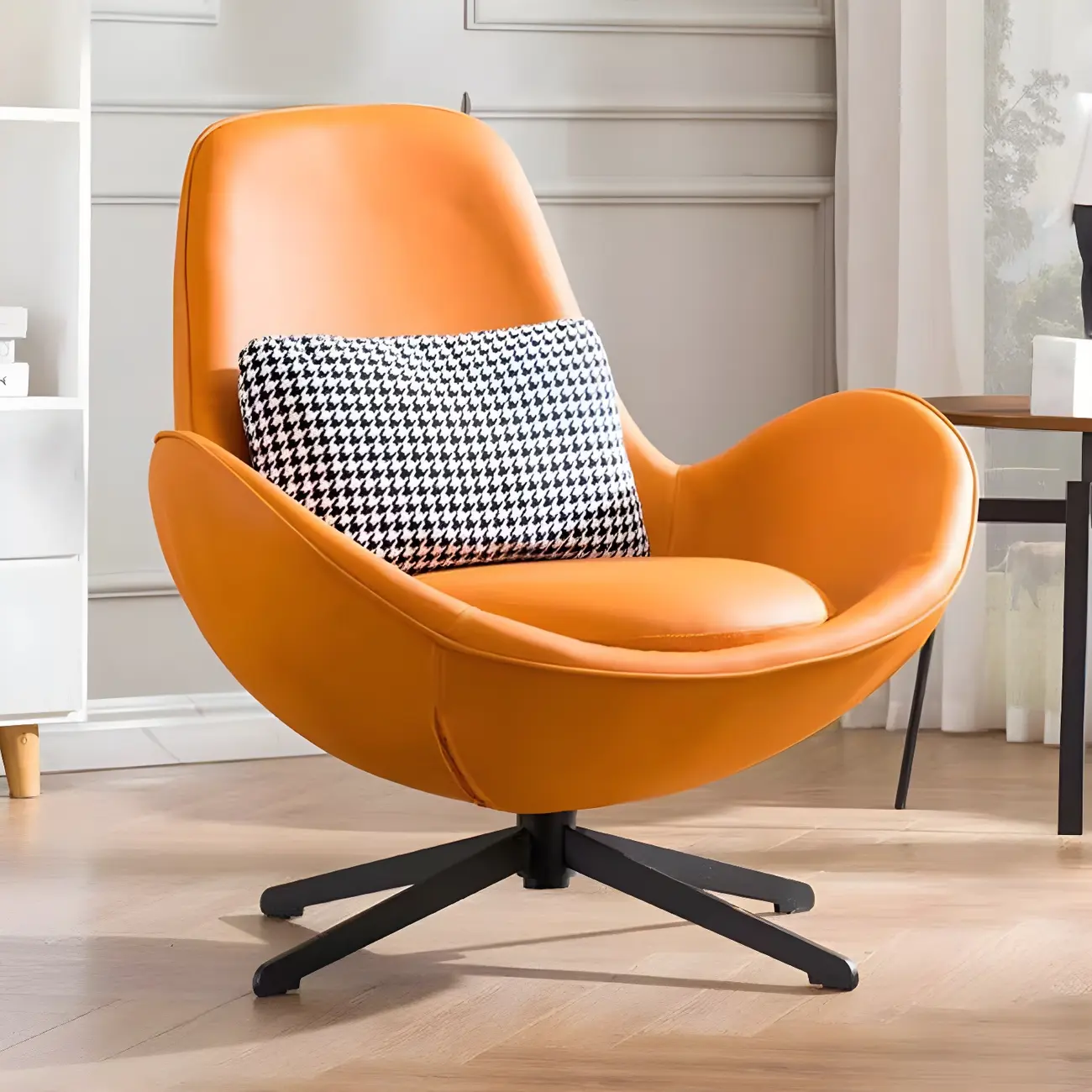 Modern Leather Accent Lounge Chair with Arms | homeyfad