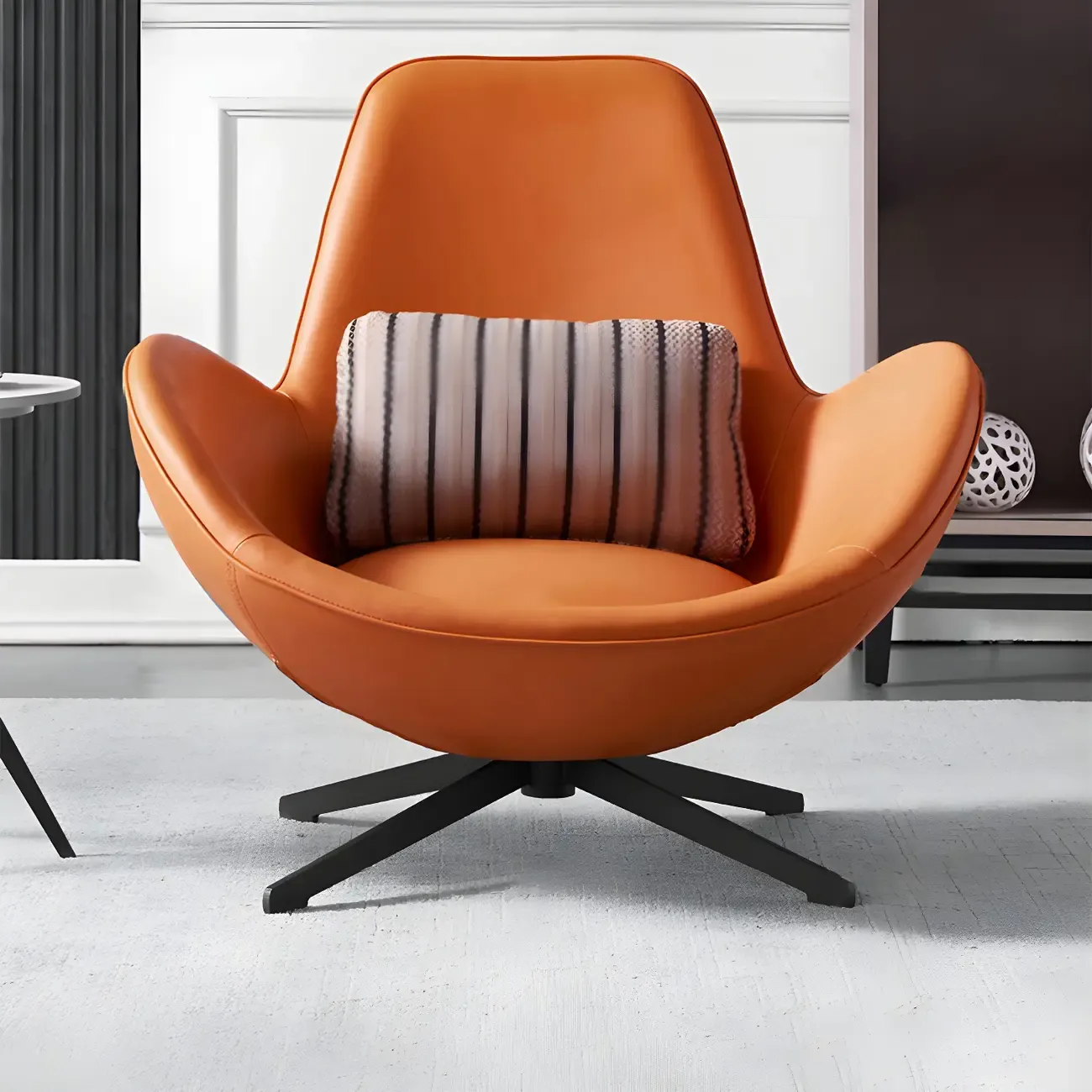 Modern Leather Accent Lounge Chair with Arms