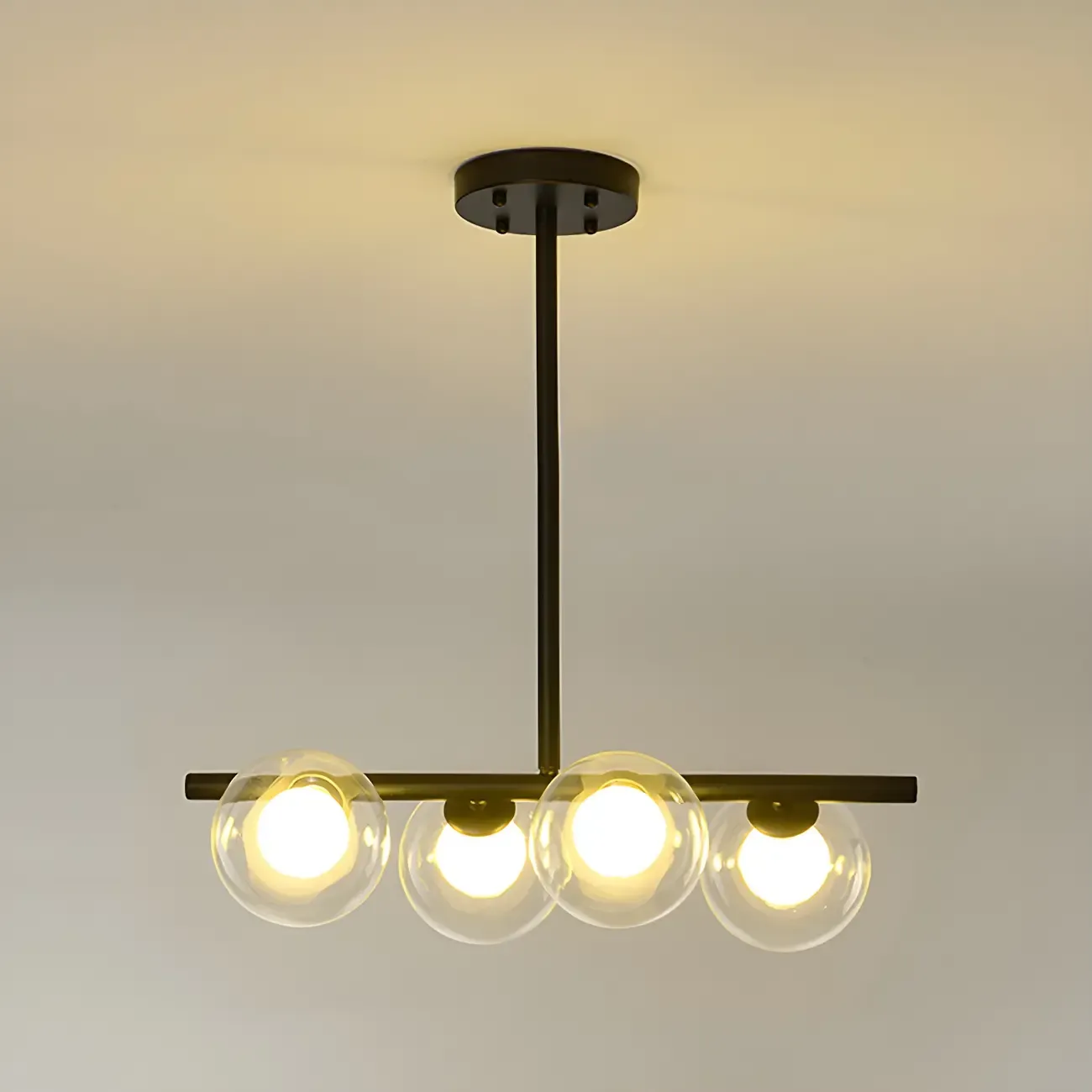 Black/Gold Glass Spherical Pendant Lights for Kitchen Image - 3