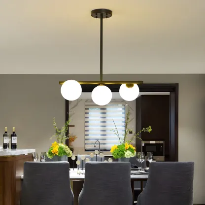Black/Gold Glass Spherical Pendant Lights for Kitchen Image - 9
