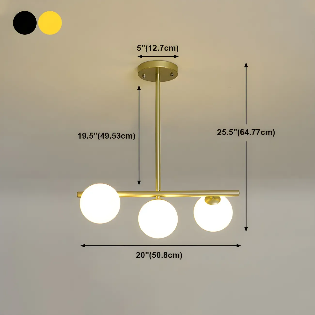 Black/Gold Glass Spherical Pendant Lights for Kitchen #size