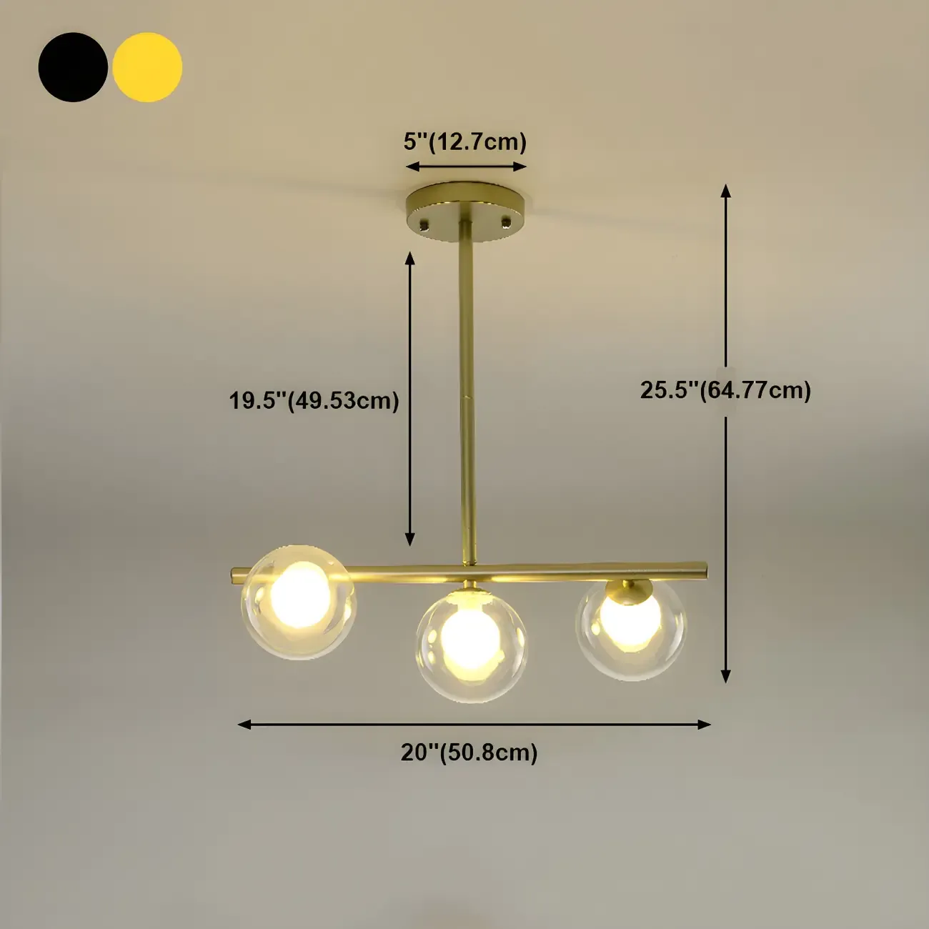 Black/Gold Glass Spherical Pendant Lights for Kitchen Image - 33