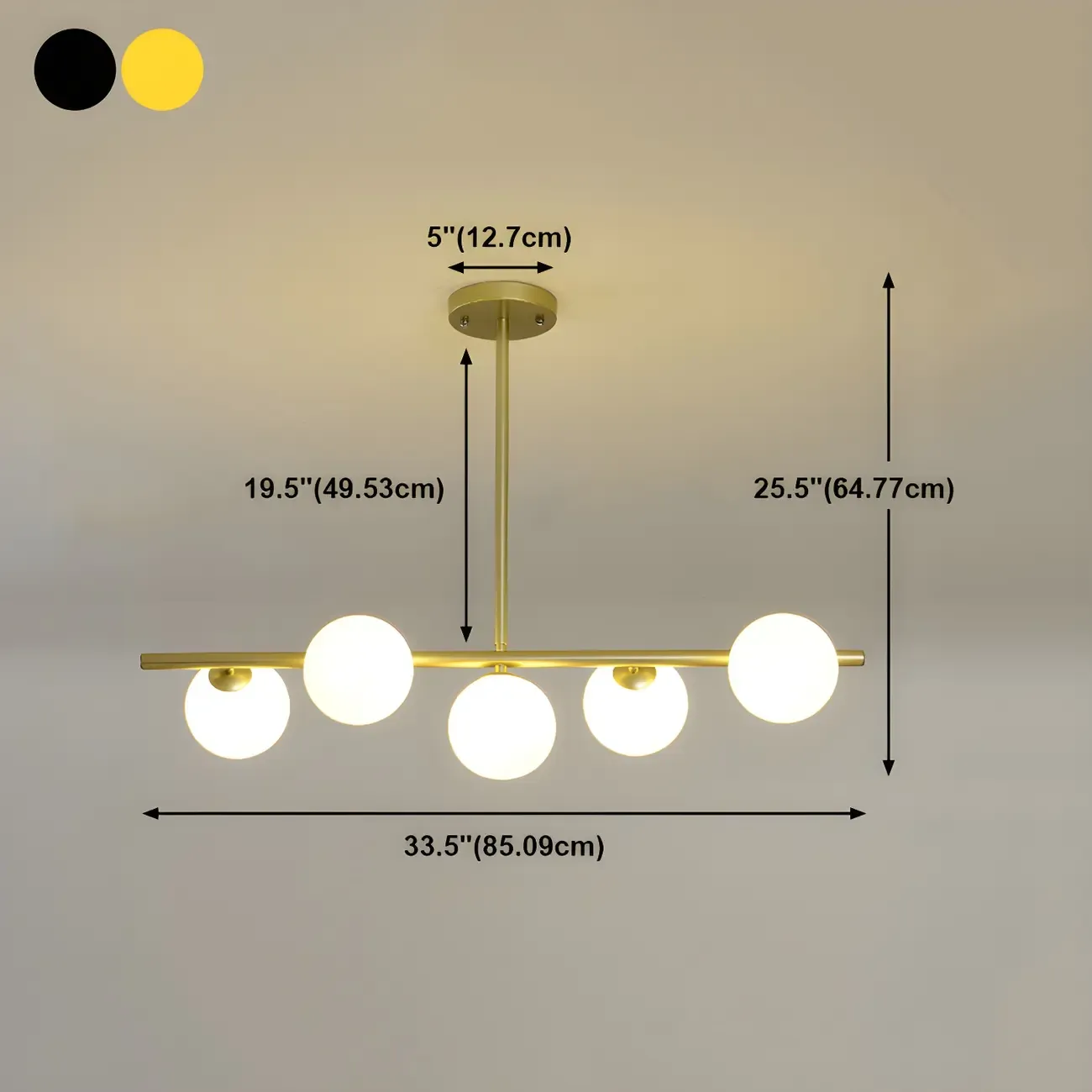 Black/Gold Glass Spherical Pendant Lights for Kitchen Image - 36