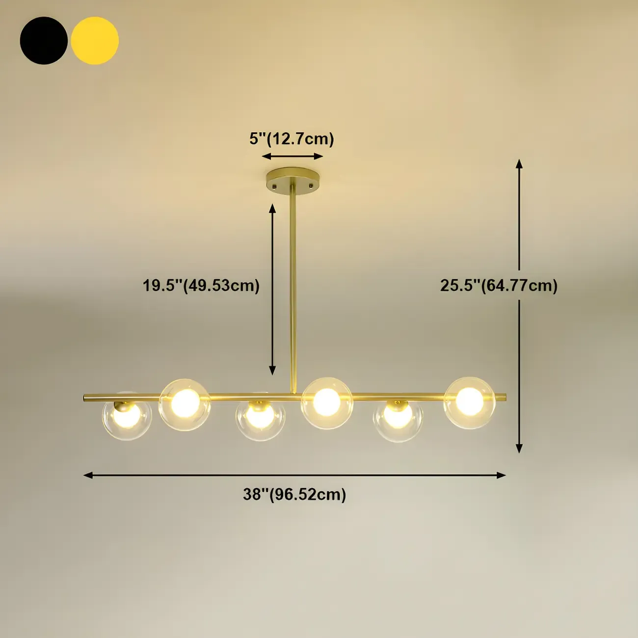 Black/Gold Glass Spherical Pendant Lights for Kitchen Image - 39