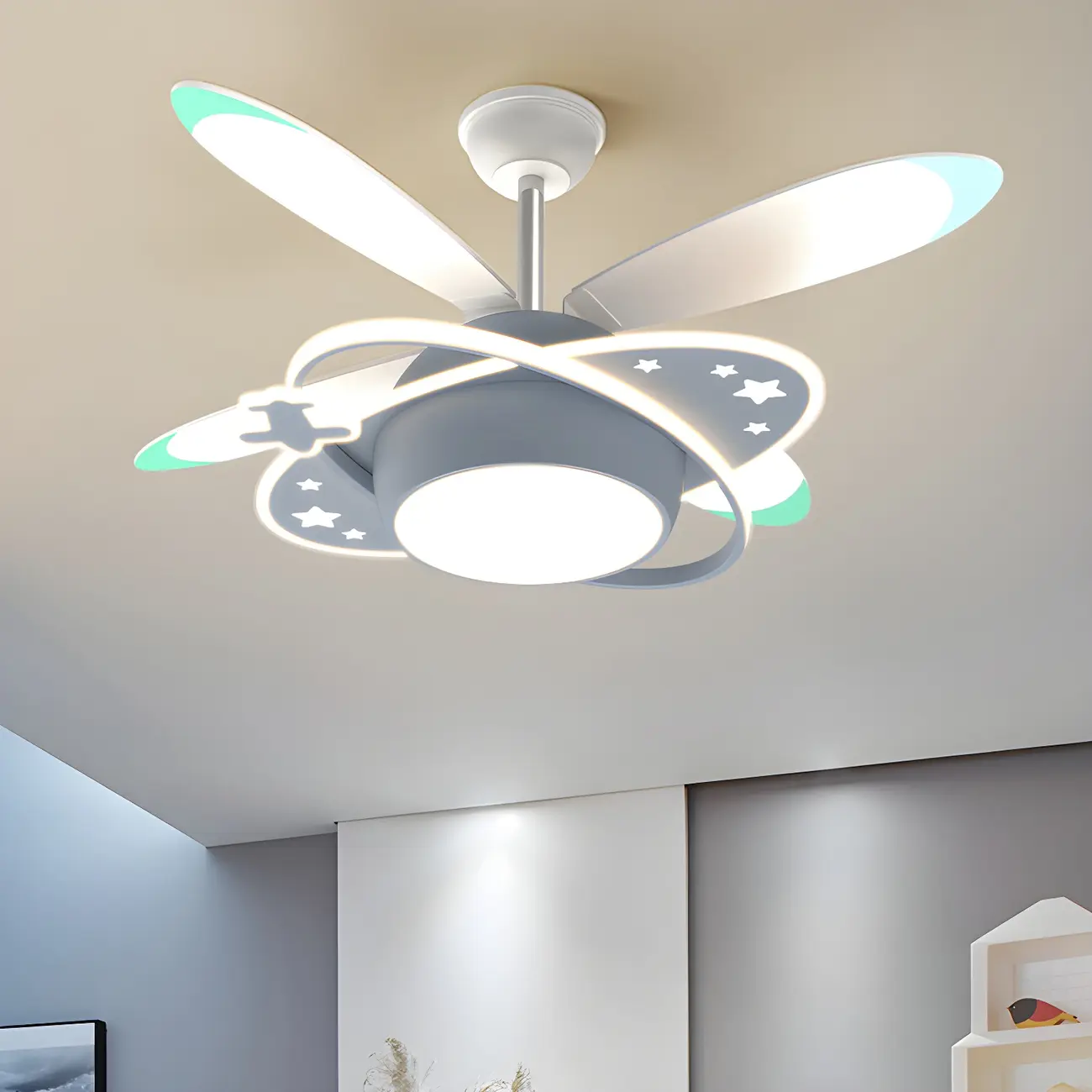 Kids Room Butterfly Wood Blade LED Ceiling Fan with Light Image - 1 | homeyfad