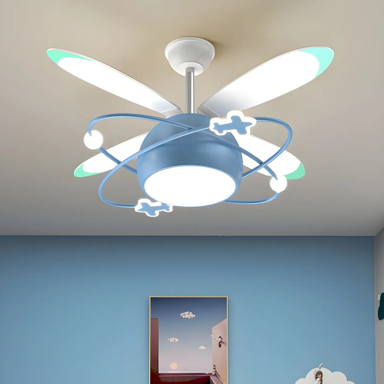 Kids Room Butterfly Wood Blade LED Ceiling Fan with Light Image - 2 | homeyfad