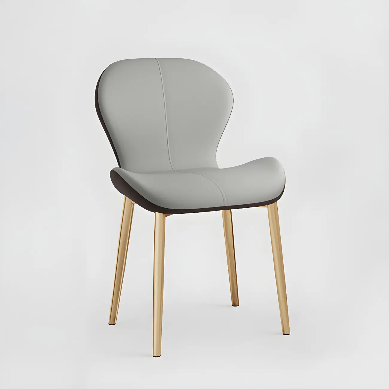 Art Deco Curved Back Leather Dining Chair Solid Back Image - 8 | homeyfad