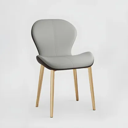 Art Deco Curved Back Leather Dining Chair Solid Back Image - 8