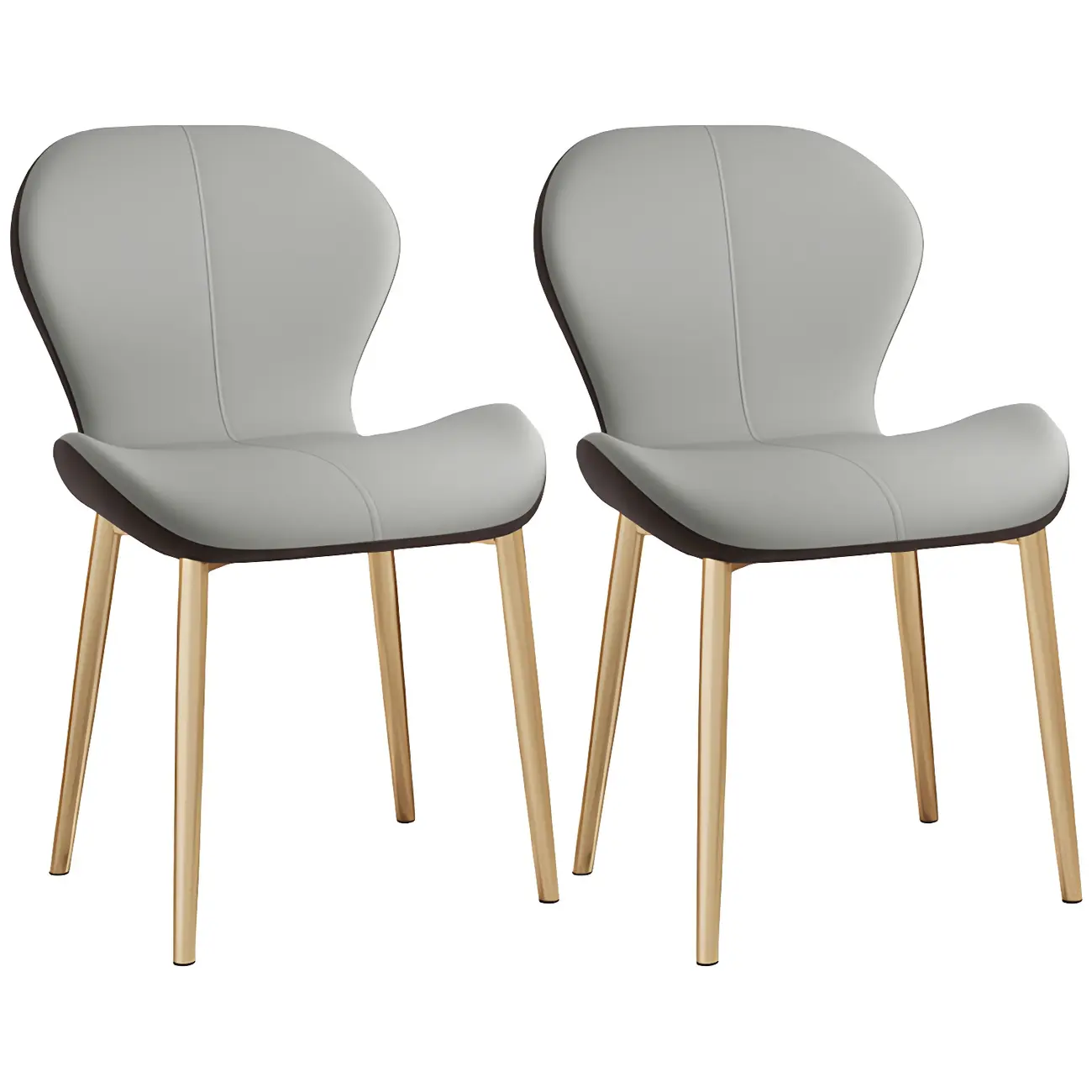 Art Deco Curved Back Leather Dining Chair Solid Back Image - 9 | homeyfad