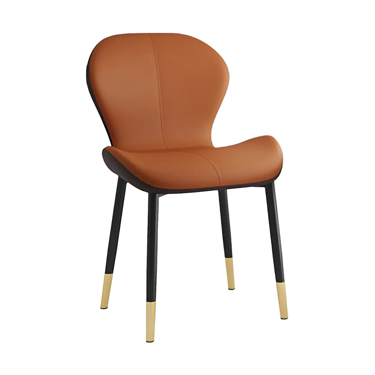 Art Deco Curved Back Leather Dining Chair Solid Back Image - 10 | homeyfad