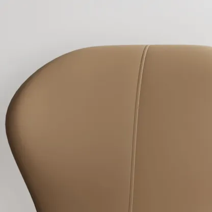 Art Deco Curved Back Leather Dining Chair Solid Back Image - 12