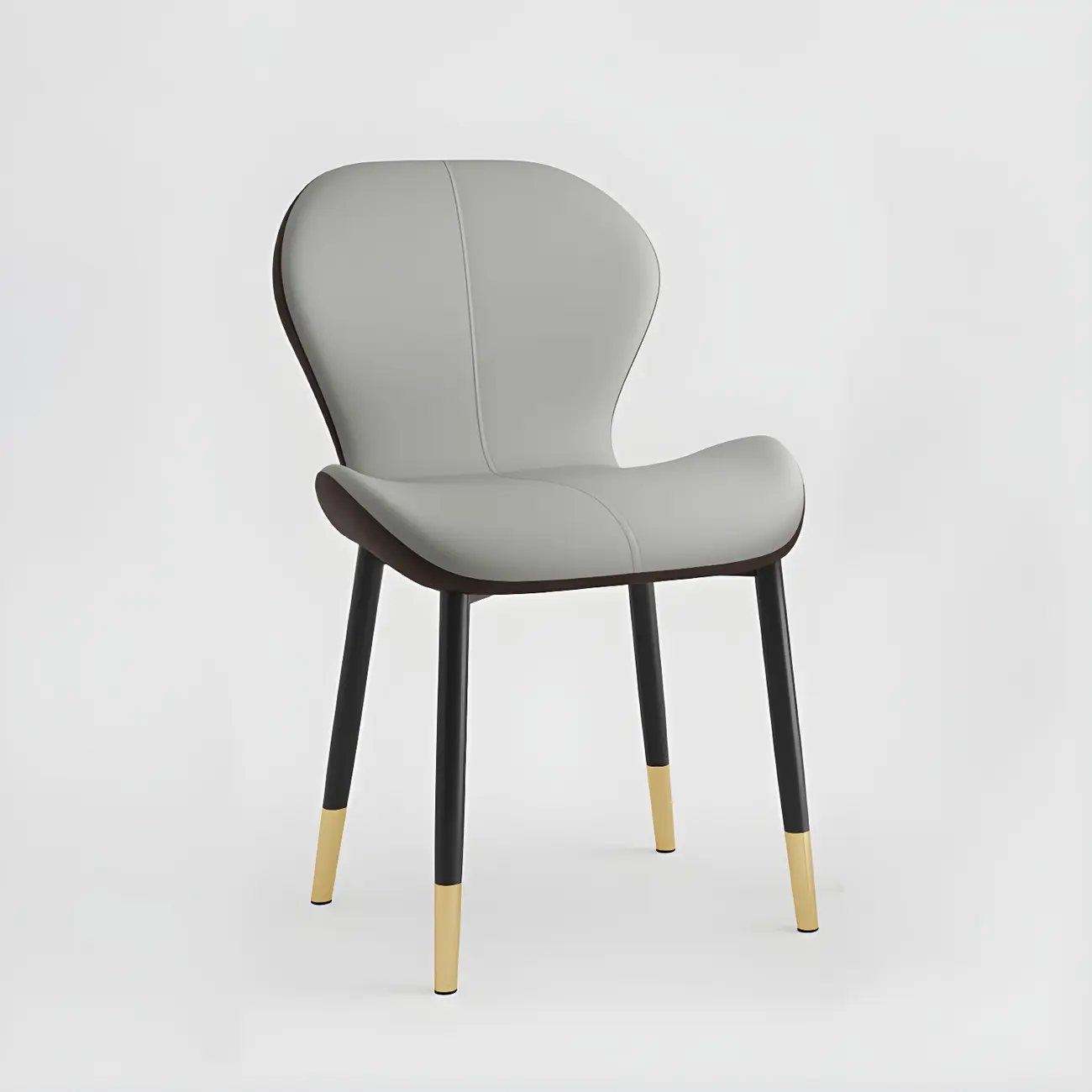 Art Deco Curved Back Leather Dining Chair Solid Back Image - 13 | homeyfad