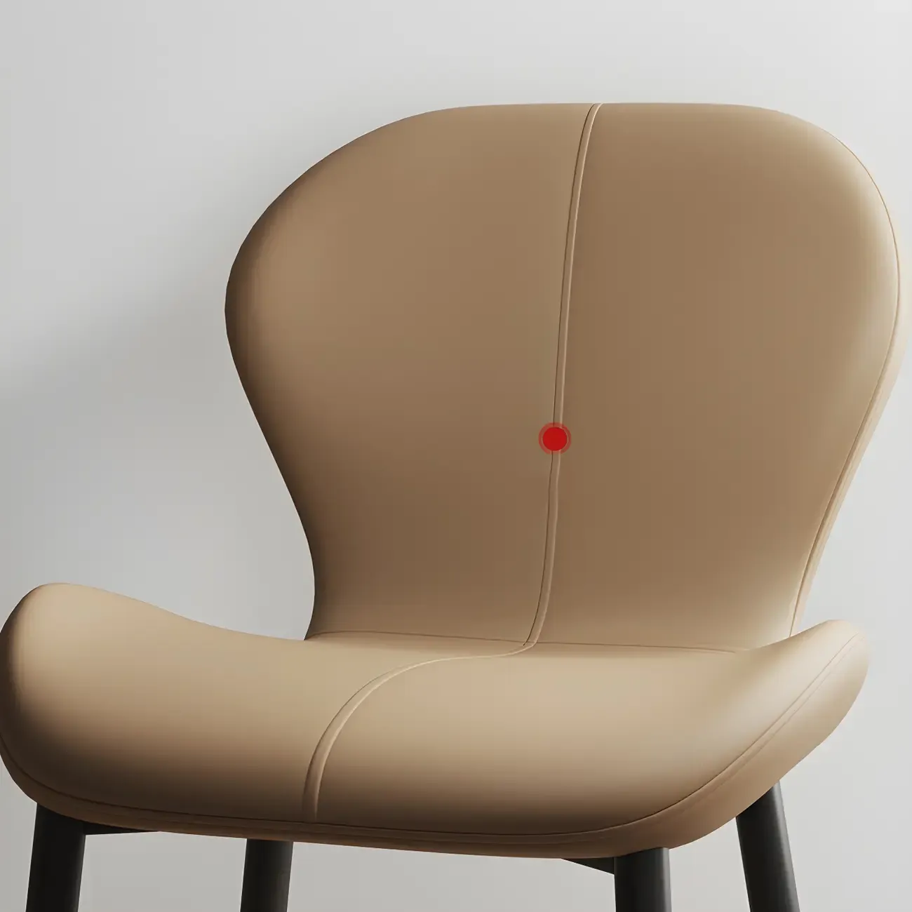 Art Deco Curved Back Leather Dining Chair Solid Back Image - 14