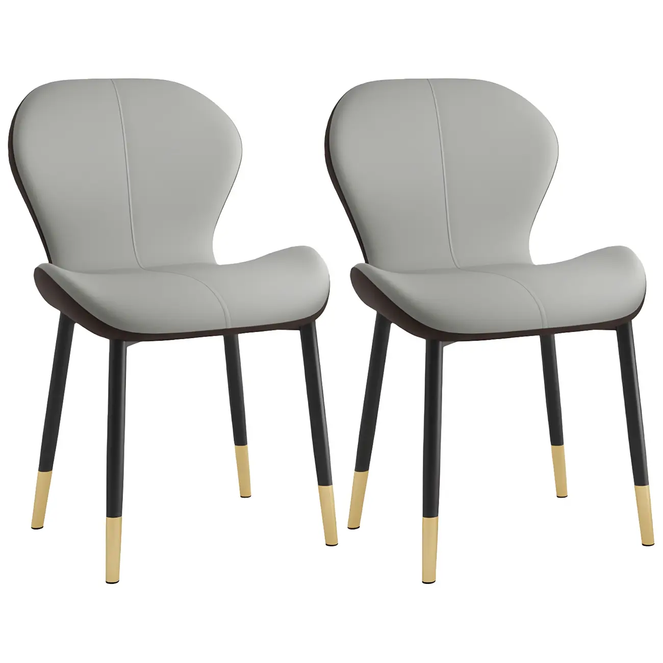 Art Deco Curved Back Leather Dining Chair Solid Back Image - 16 | homeyfad