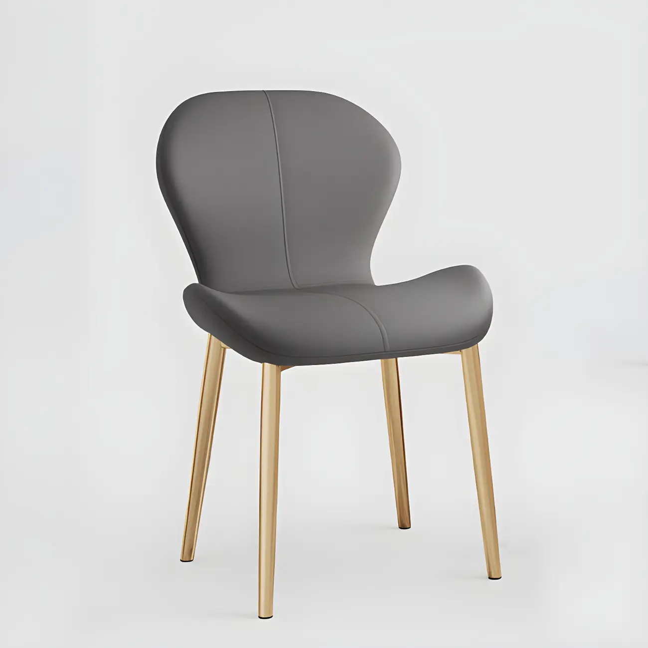 Art Deco Curved Back Leather Dining Chair Solid Back Image - 25 | homeyfad