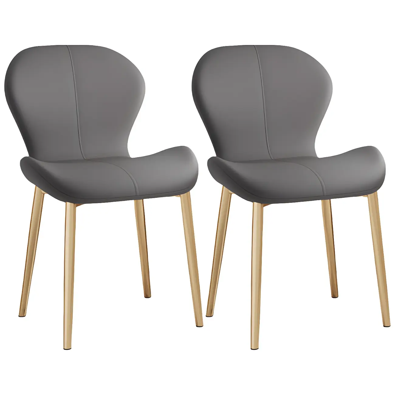 Art Deco Curved Back Leather Dining Chair Solid Back Image - 26 | homeyfad