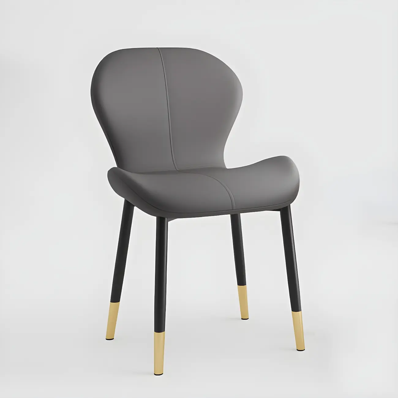 Art Deco Curved Back Leather Dining Chair Solid Back Image - 28 | homeyfad