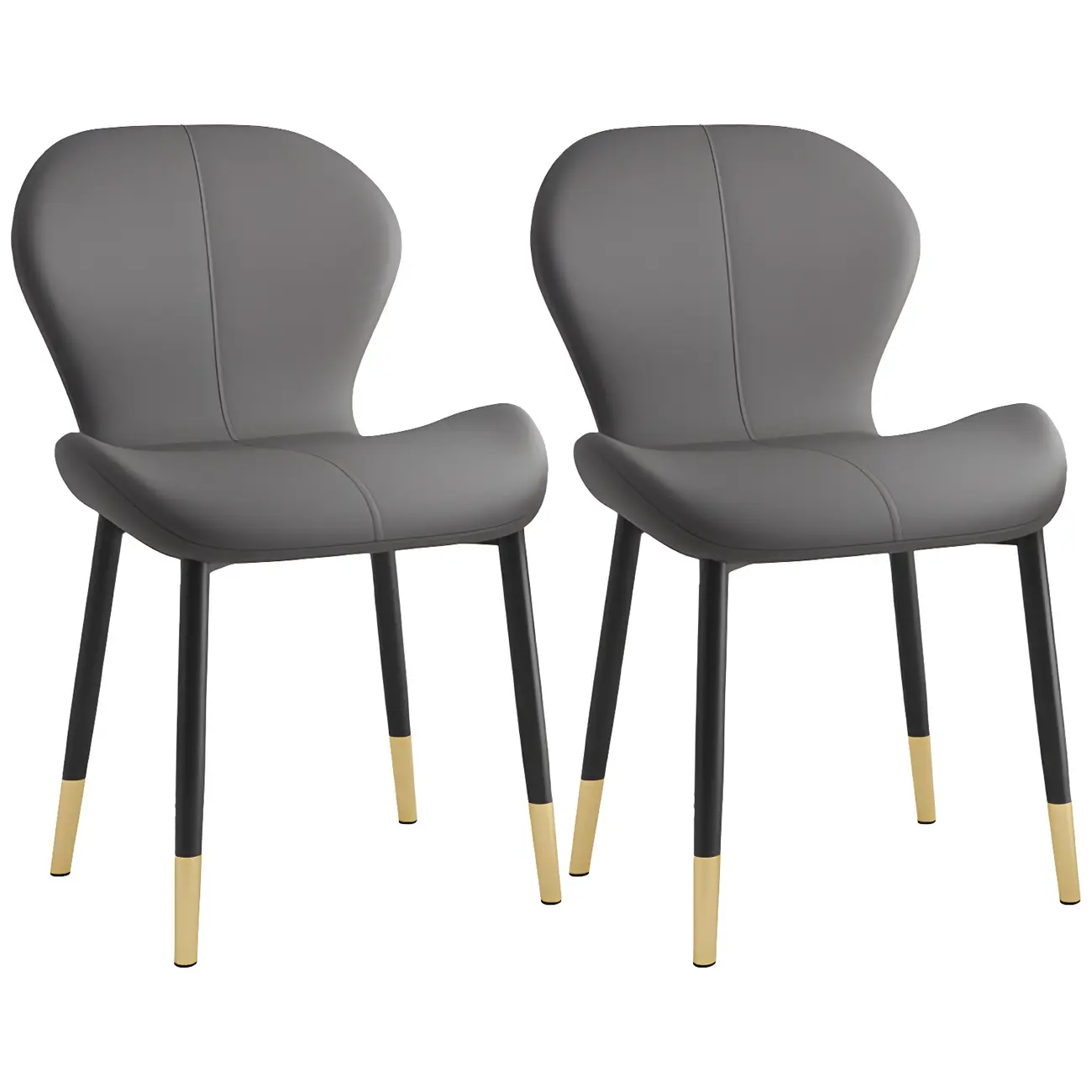 Art Deco Curved Back Leather Dining Chair Solid Back Image - 29 | homeyfad