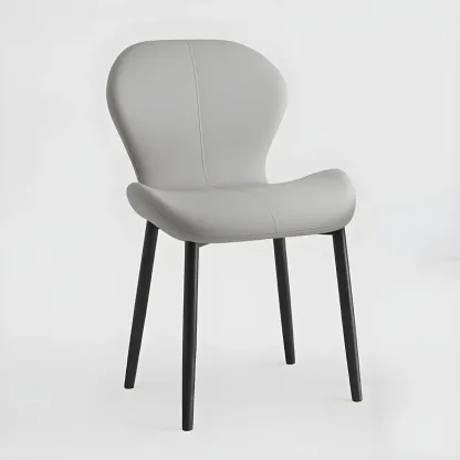 Art Deco Curved Back Leather Dining Chair Solid Back Image - 31