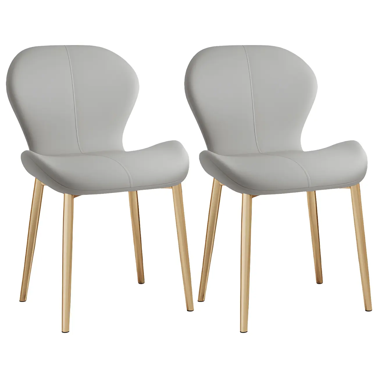 Art Deco Curved Back Leather Dining Chair Solid Back Image - 35 | homeyfad