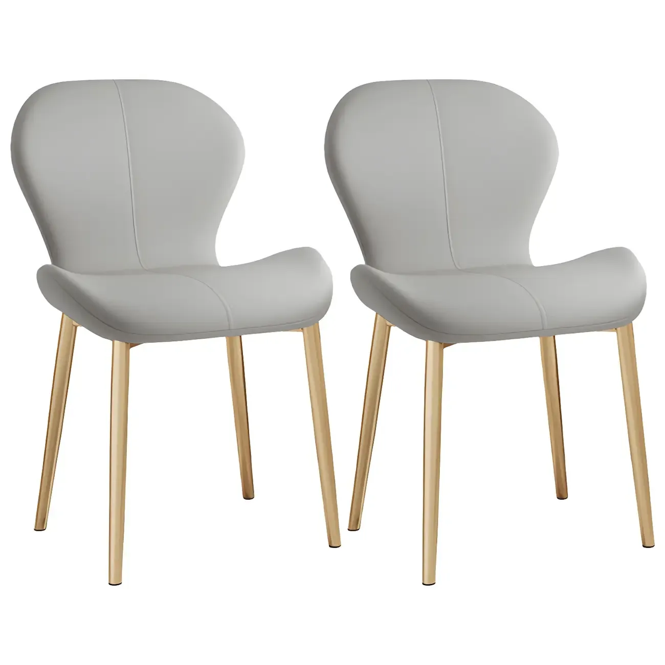 Art Deco Curved Back Leather Dining Chair Solid Back Image - 35