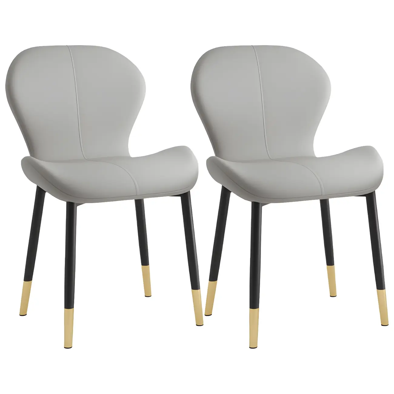 Art Deco Curved Back Leather Dining Chair Solid Back Image - 38 | homeyfad