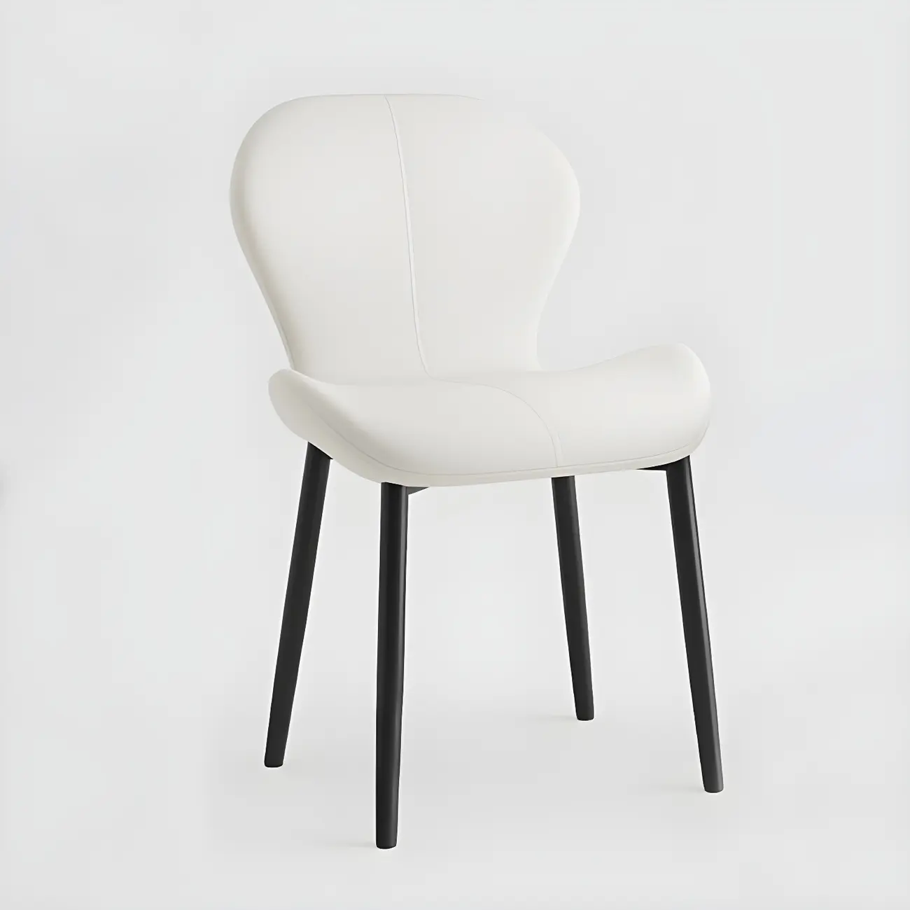 Art Deco Curved Back Leather Dining Chair Solid Back Image - 40 | homeyfad