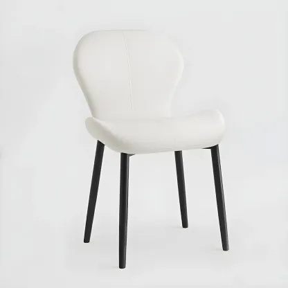 Art Deco Curved Back Leather Dining Chair Solid Back Image - 40