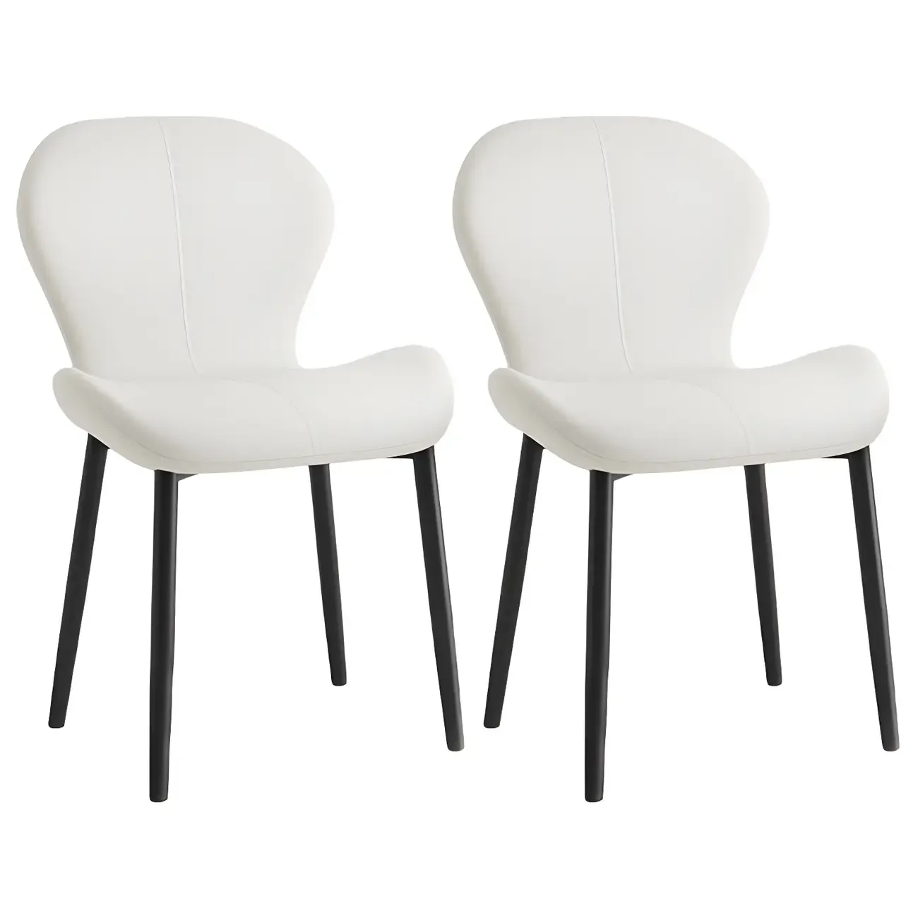 Art Deco Curved Back Leather Dining Chair Solid Back Image - 41