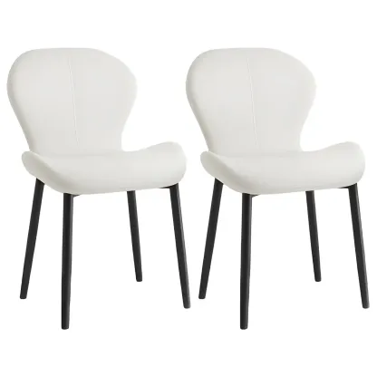 Art Deco Curved Back Leather Dining Chair Solid Back Image - 41