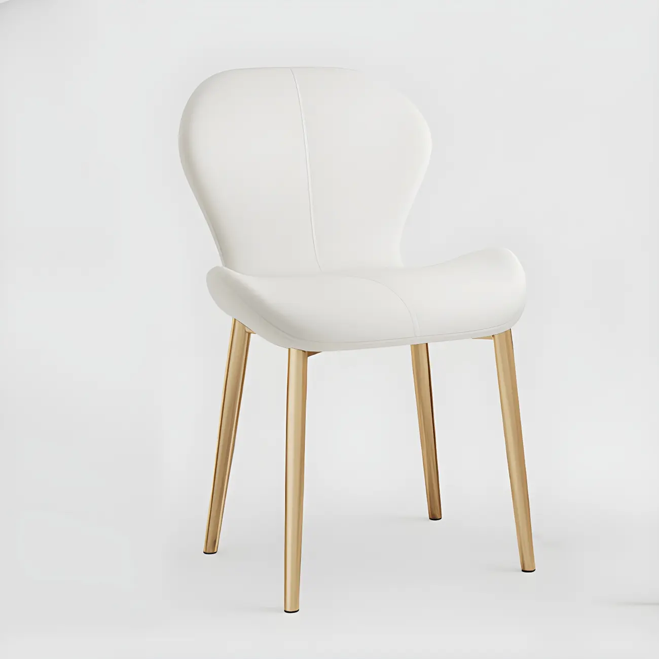 Art Deco Curved Back Leather Dining Chair Solid Back Image - 43 | homeyfad