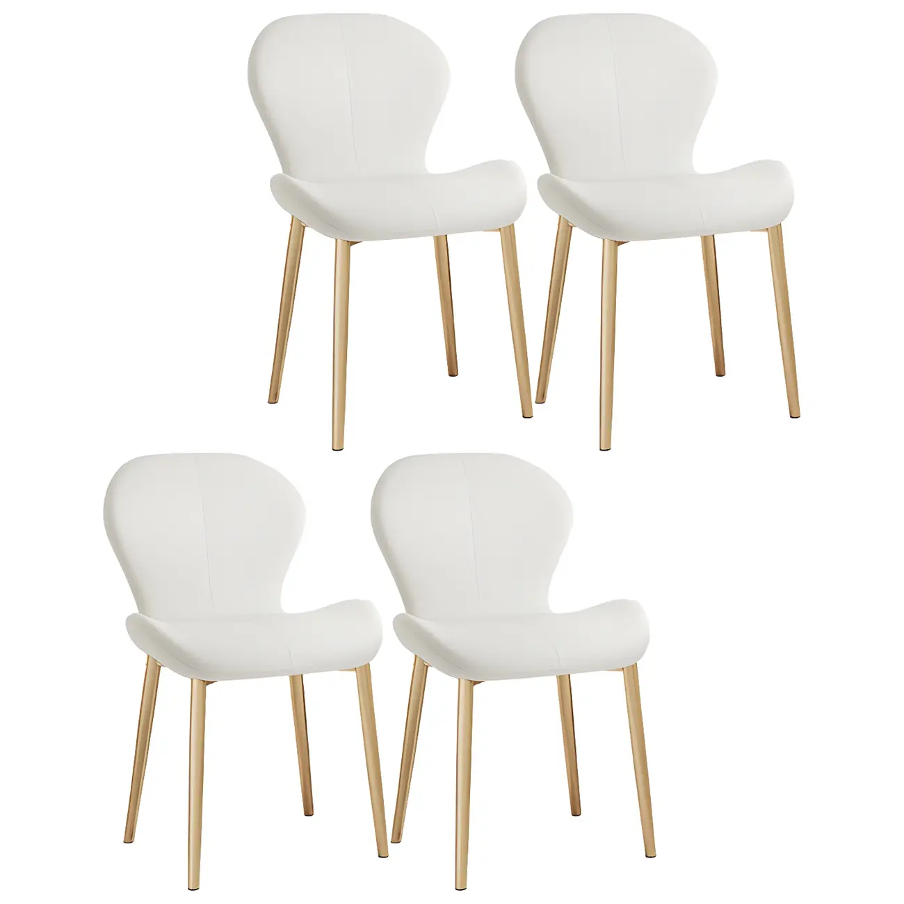 Art Deco Curved Back Leather Dining Chair Solid Back Image - 45 | homeyfad