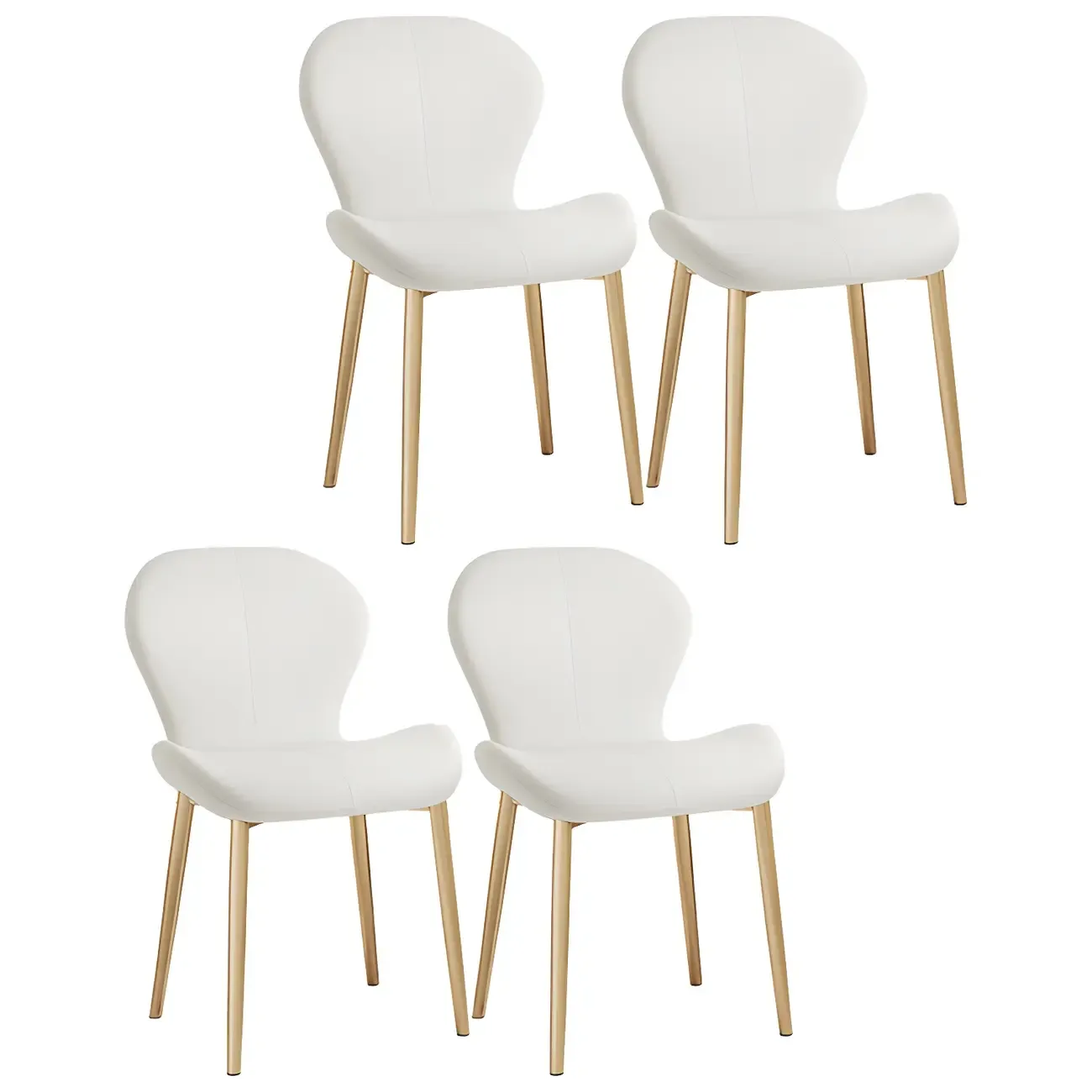 Art Deco Curved Back Leather Dining Chair Solid Back Image - 45